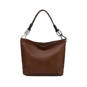 MKF Collection Emily Vegan Leather Womens Brown Hobo Bag Shoulder Purse Handbag